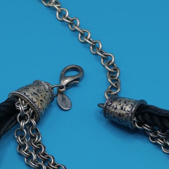 CHICO'S Antique Silver Tone METAL & Rope Chain Pendant Necklace, 20 Inches - Picture 7 of 11